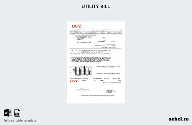 скачать в цифровом формате, США, Оклахома, OGE Energy, шаблон счета за коммуналь